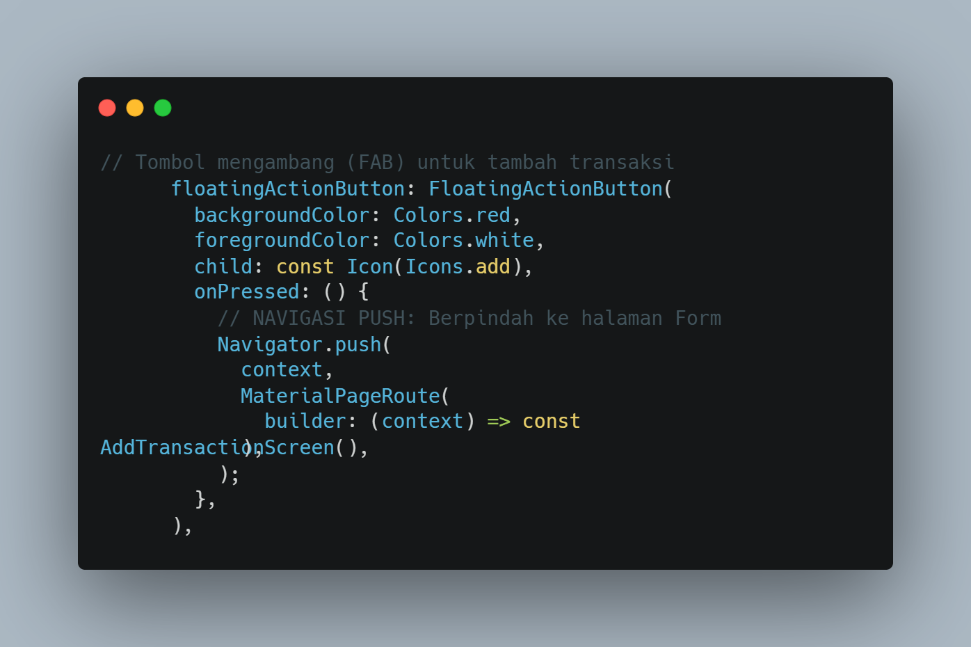 FloatingActionButton dengan Navigator.push ke form